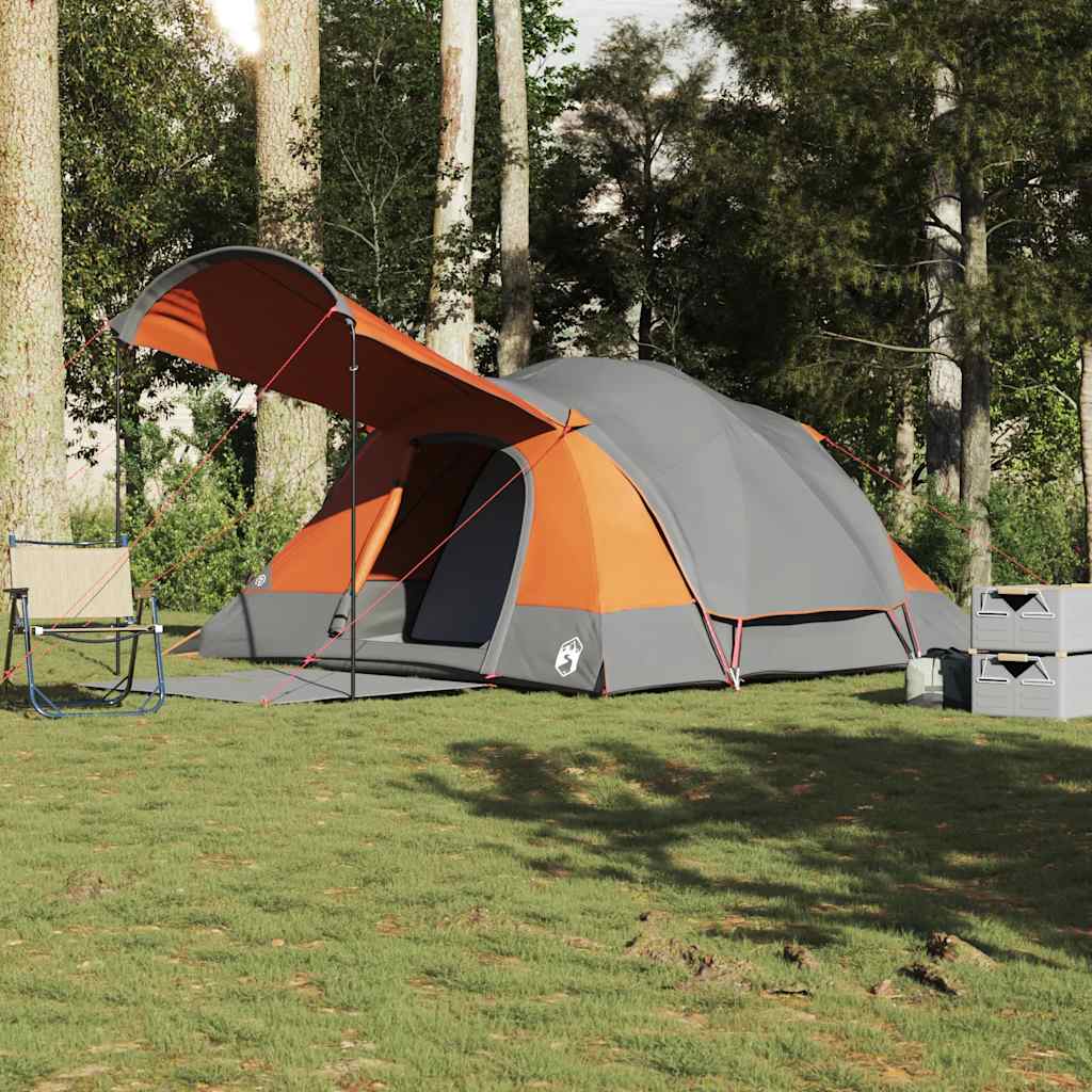 Tente tunnel VidaXL 8 personnes imperméable gris et orange
