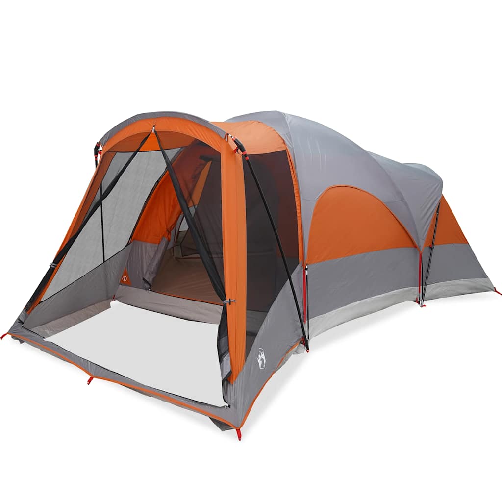 Tente tunnel VidaXL 8 personnes imperméable gris et orange