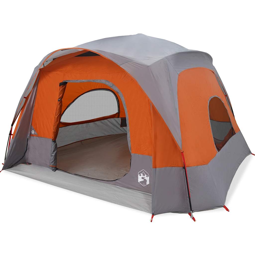 Tente familiale VidaXL 6 personnes imperméable gris et orange