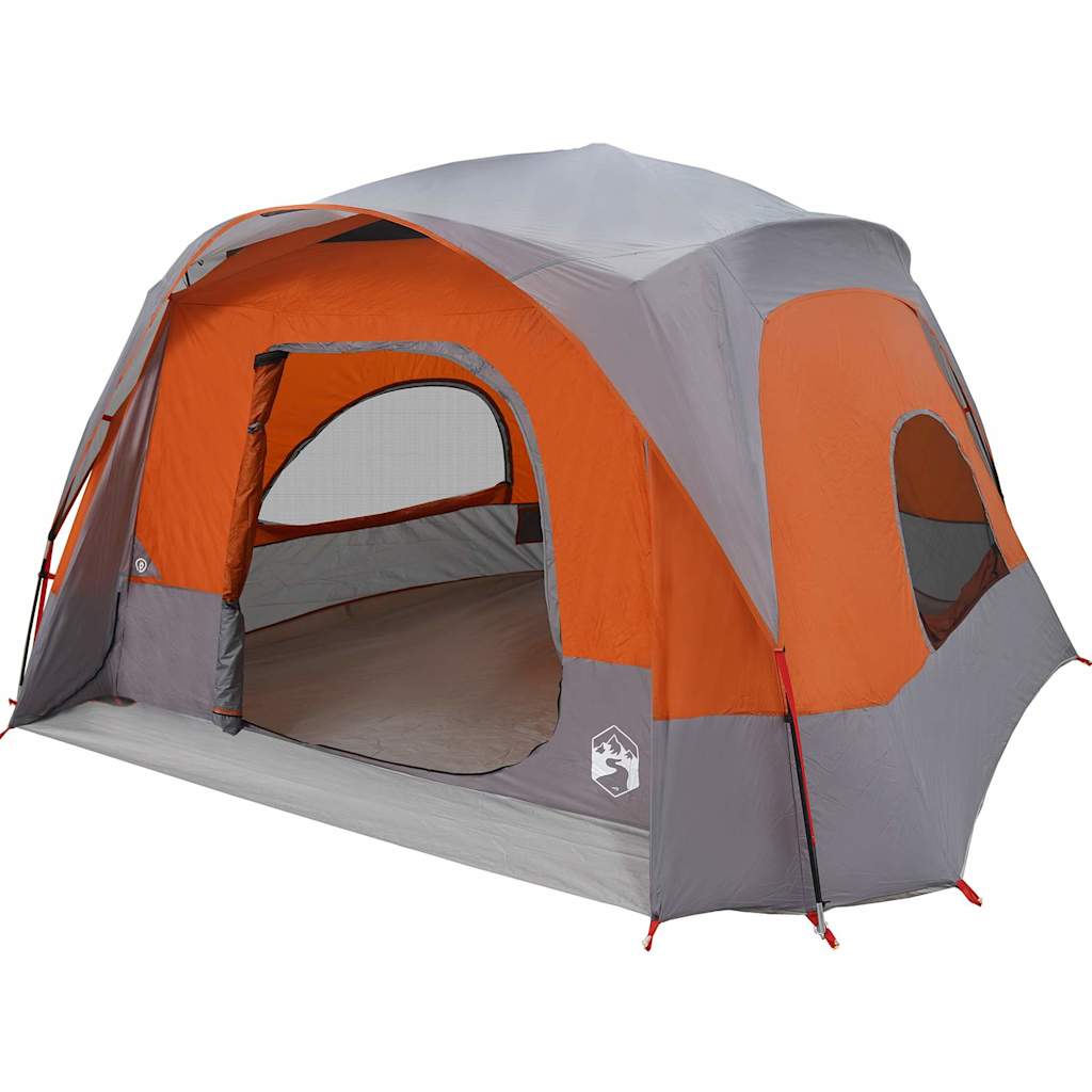 Tente familiale VidaXL 6 personnes imperméable gris et orange