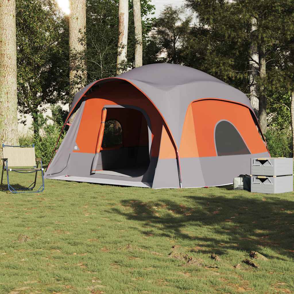 Tente familiale VidaXL 6 personnes imperméable gris et orange