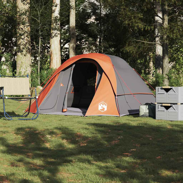 Tente familiale VidaXL 6 personnes imperméable gris et orange