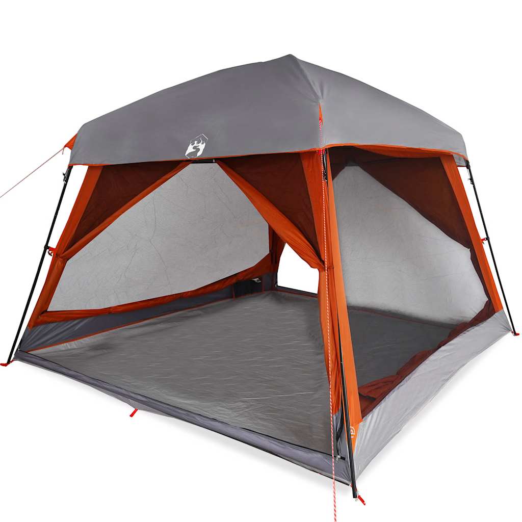 Tente familiale VidaXL 6 personnes imperméable gris et orange