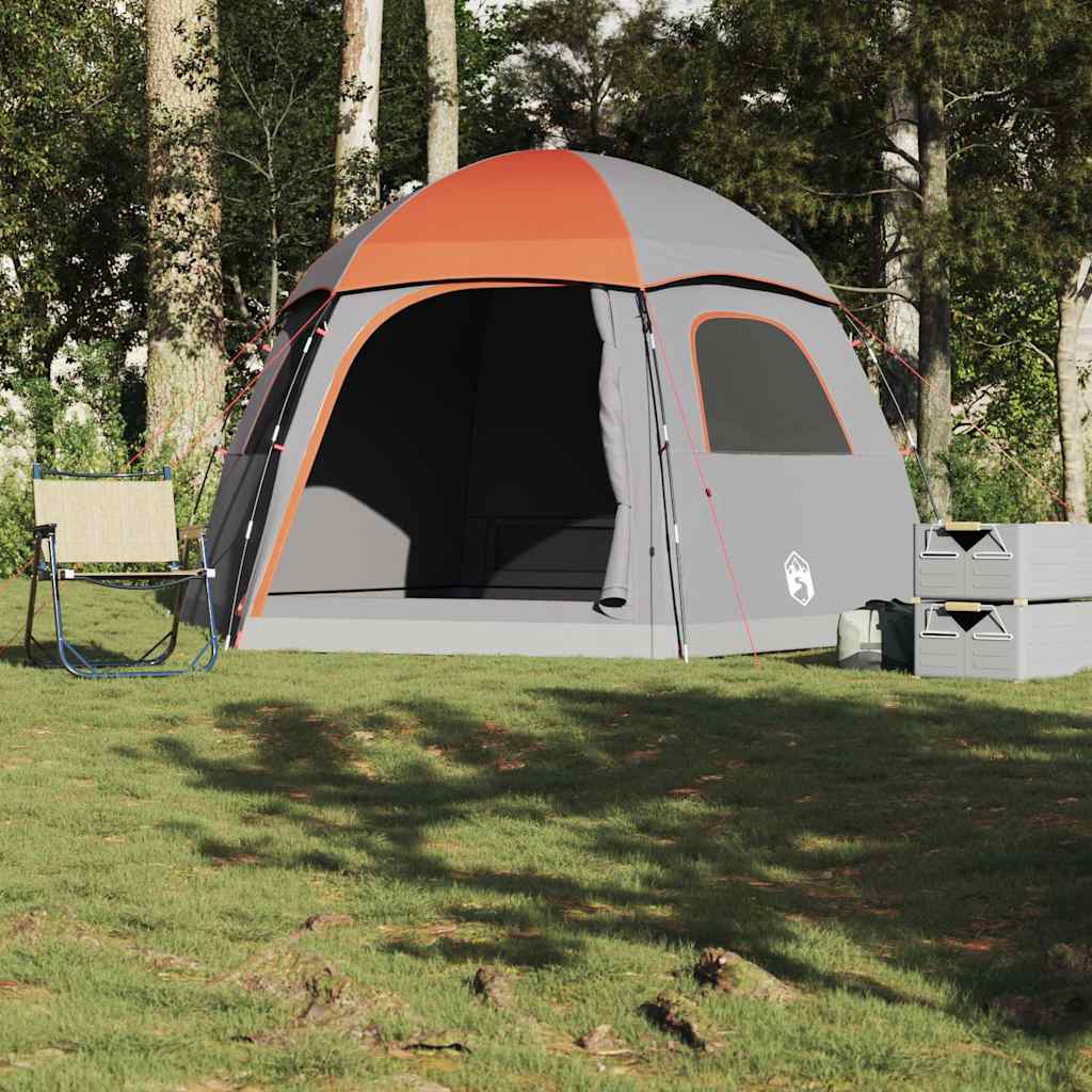 Vidaxx tente familiale igloo 6 personnes imperméable gris et orange