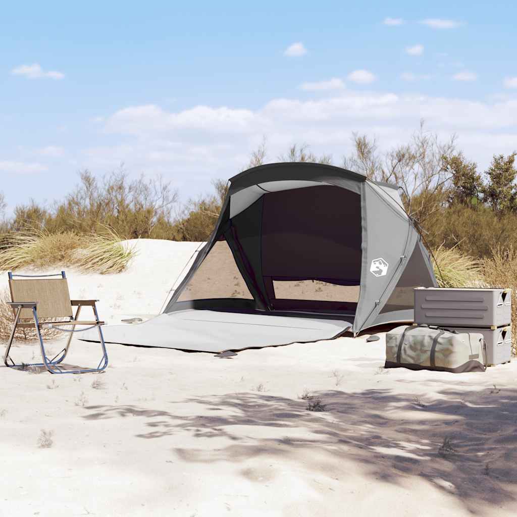 VidaXL tente de plage 2 personnes imperméable gris