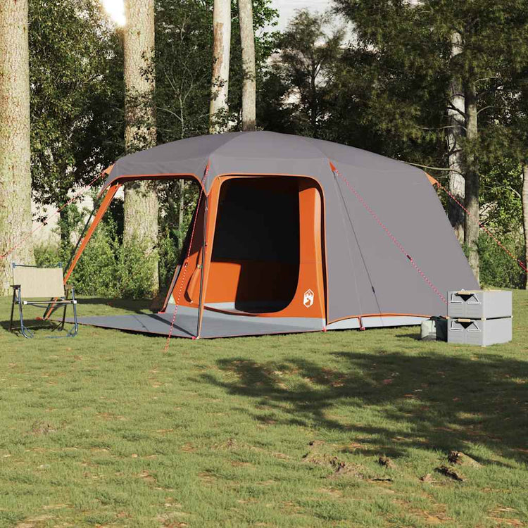 Tente de camping VidaXL avec dôme véranda, 5 personnes, imperméable, gris orange