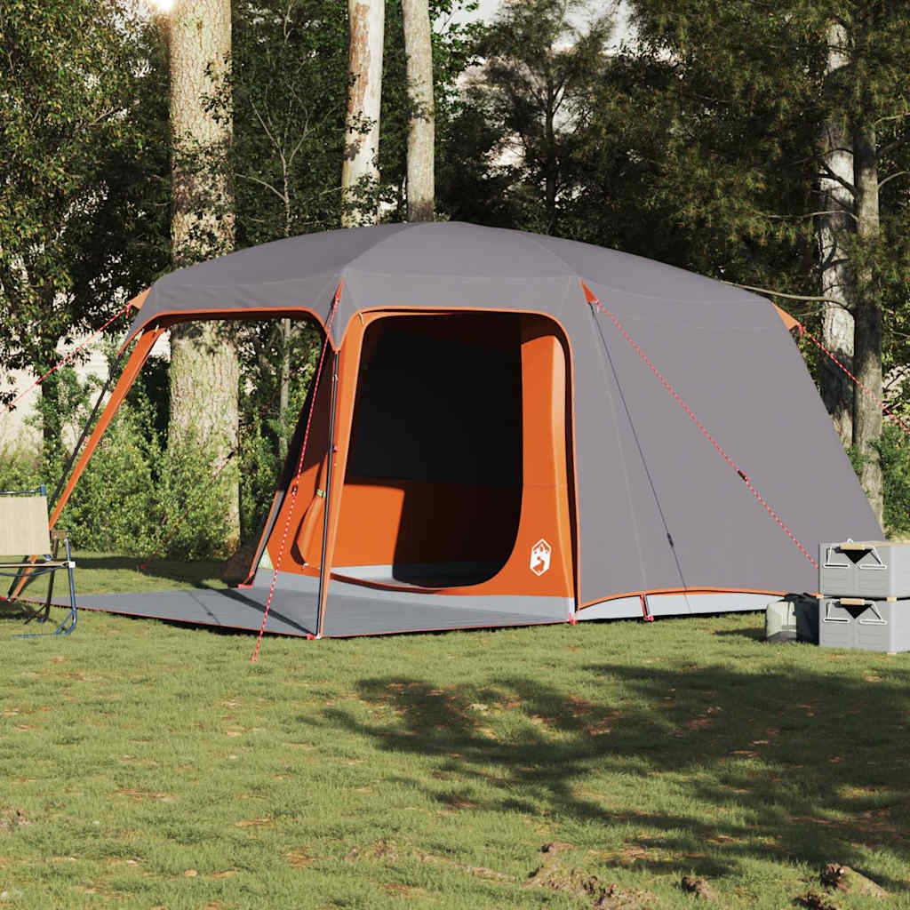 Tente de camping VidaXL avec dôme véranda, 5 personnes, imperméable, gris orange
