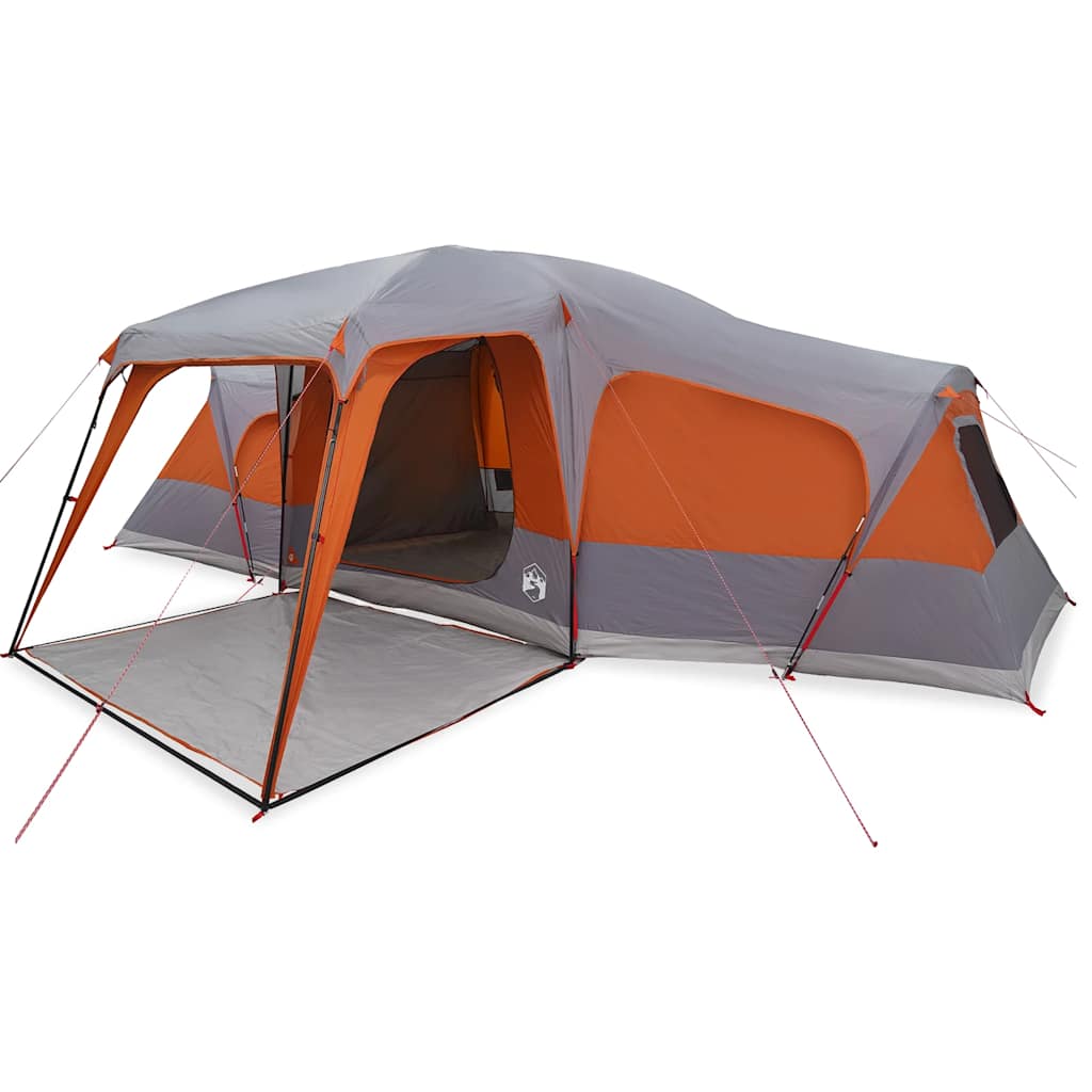 Tente familiale VidaXL avec dôme véranda 9 personnes imperméable gris orange