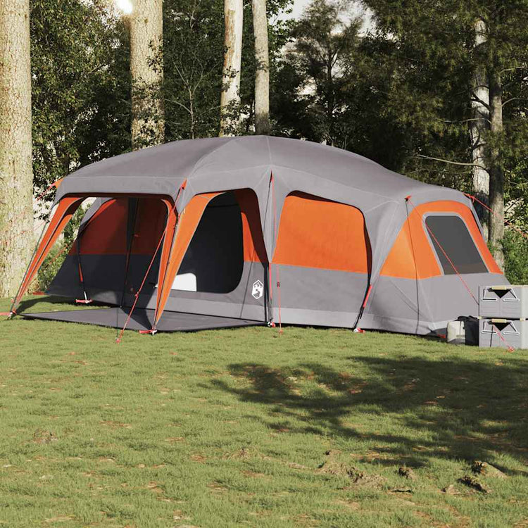 Tente familiale VidaXL avec dôme véranda 9 personnes imperméable gris orange