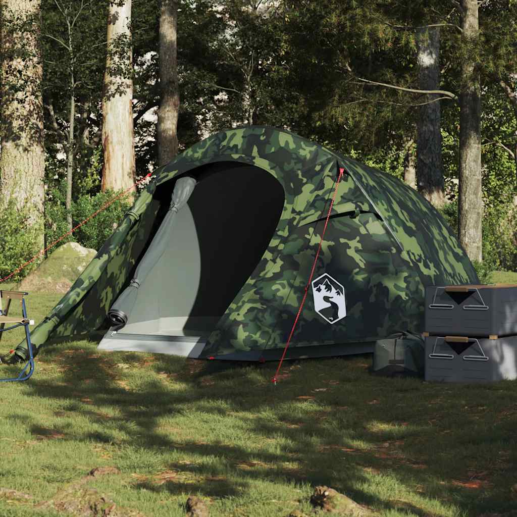 Vidaxl Tunnel Tent à 3 personnes Camouflage imperméable