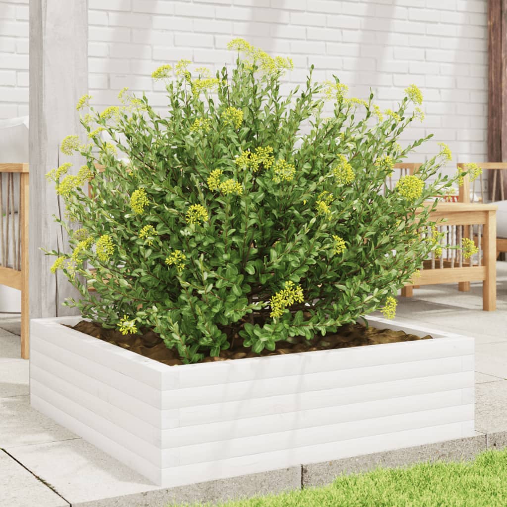 Boîte de planification vidaxl 80x80x23 cm en pin solide blanc