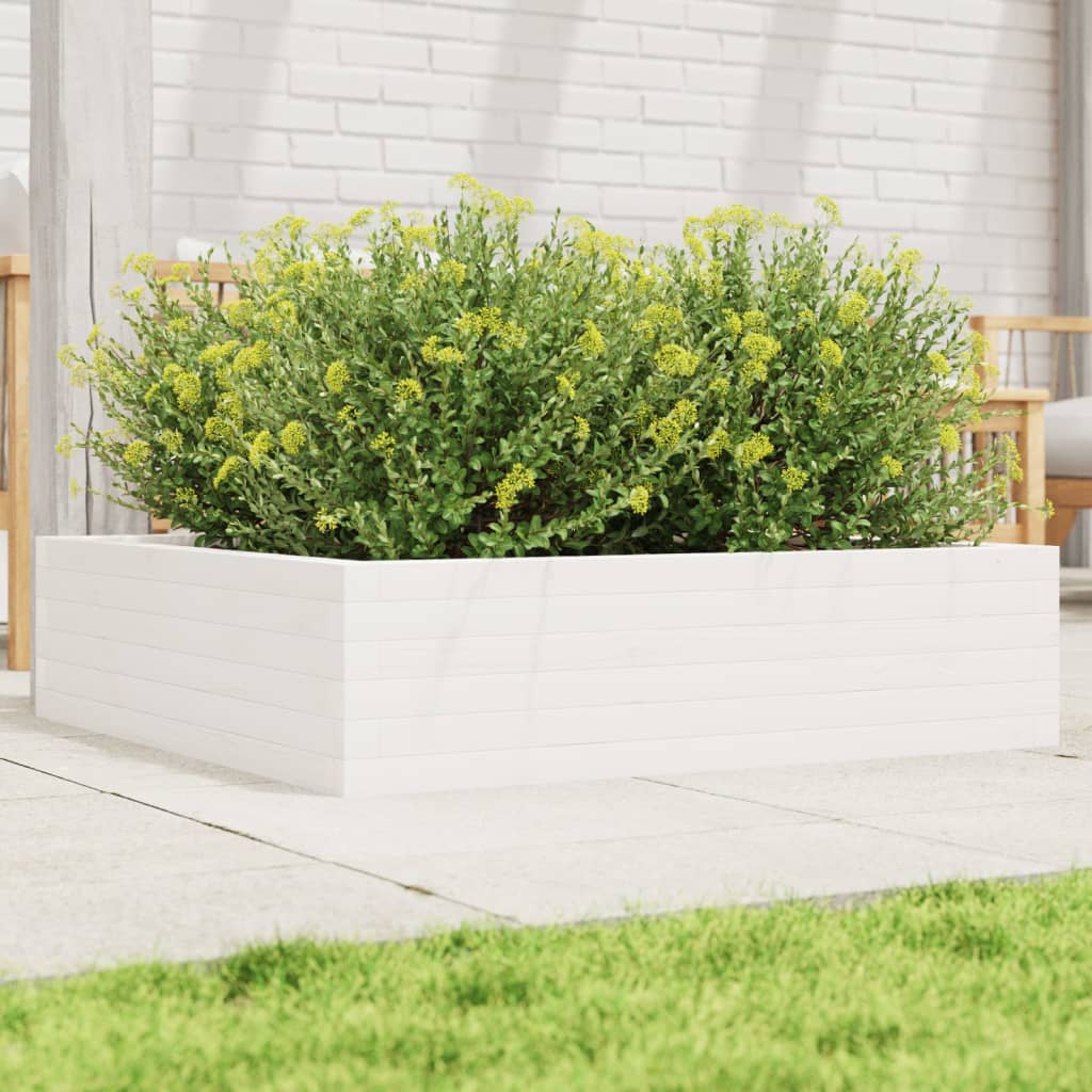 Boîte de planification Vidaxl 90x90x23 cm Pine solide blanc