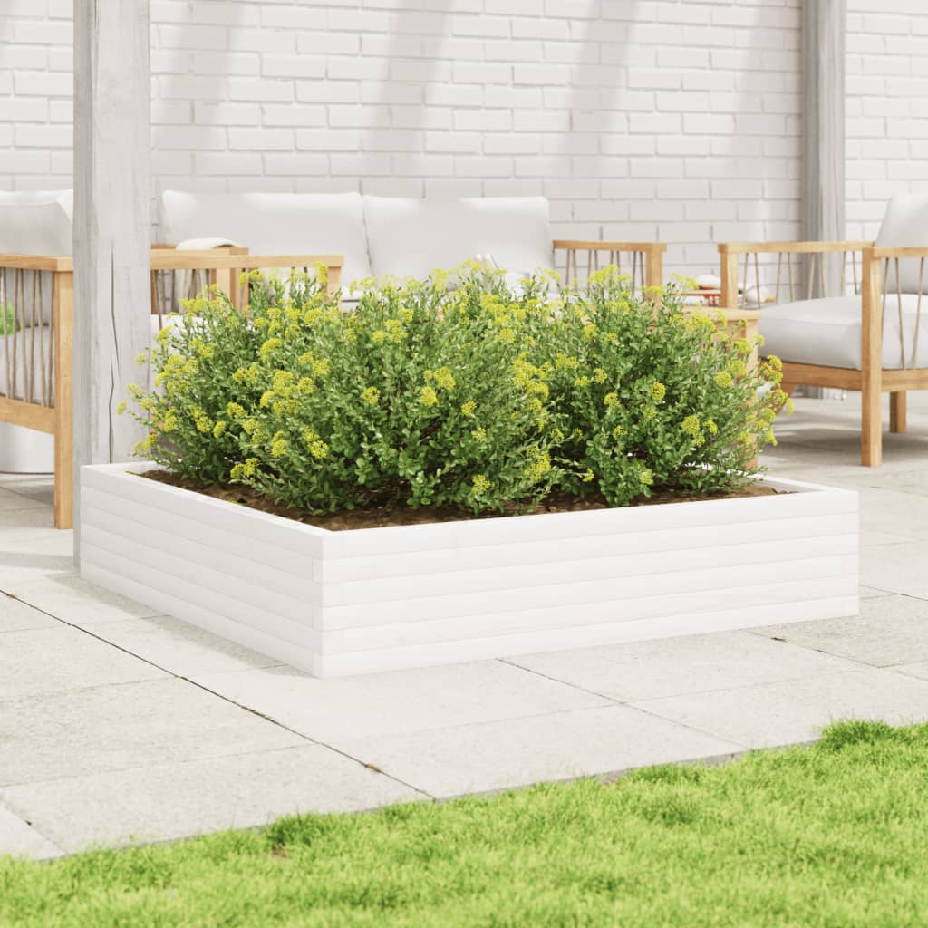 Boîte de planification Vidaxl 110x110x23 cm Pine solide blanc