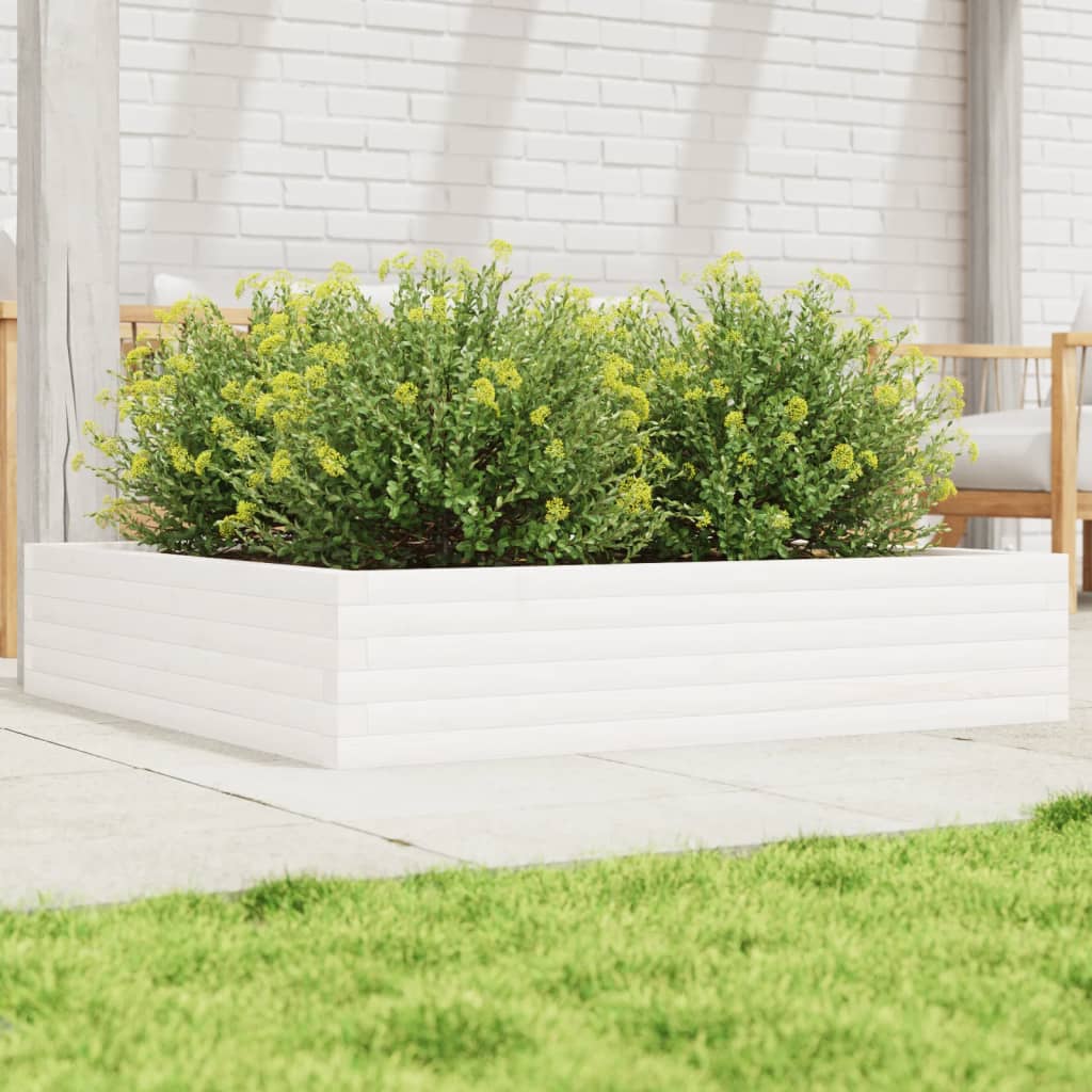 Boîte de planification Vidaxl 110x110x23 cm Pine solide blanc
