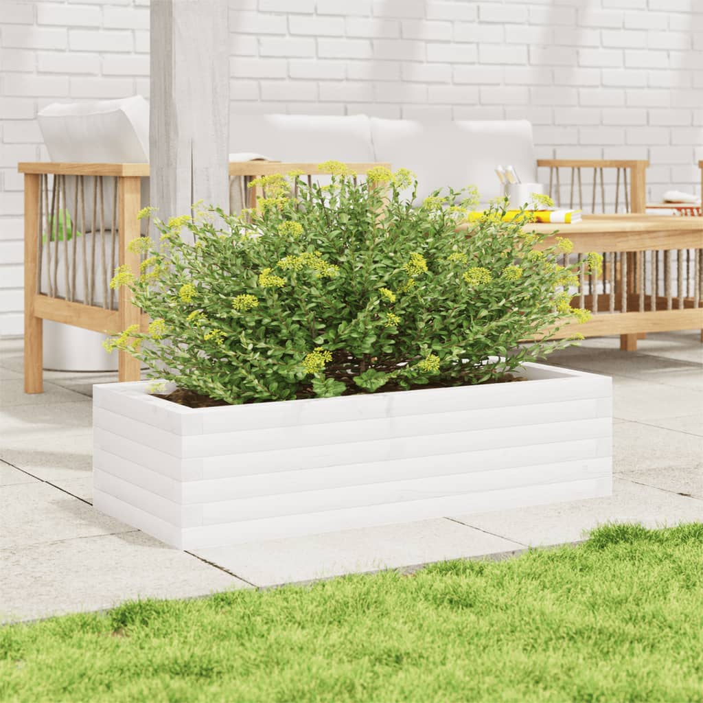 Boîte de planification Vidaxl 90x40x23 cm Pine solide blanc