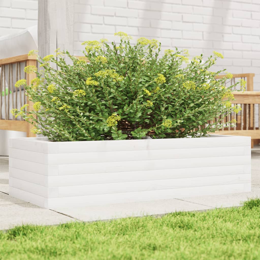 Boîte de planification Vidaxl 90x40x23 cm Pine solide blanc