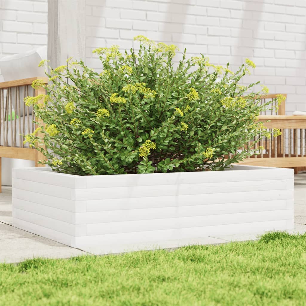 Boîte de planification Vidaxl 90x60x23 cm Pine solide blanc