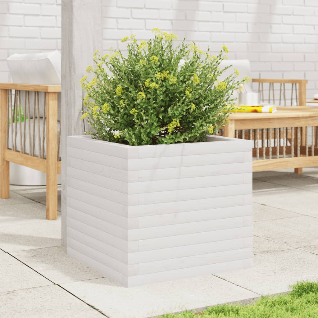 Boîte de planification Vidaxl 50x50x45.5 cm Pine solide blanc