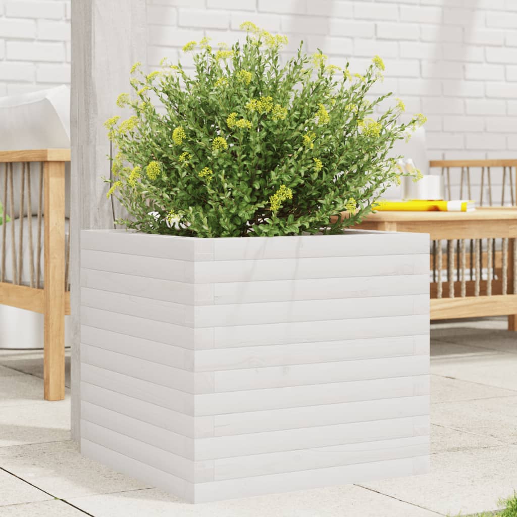 Boîte de planification Vidaxl 50x50x45.5 cm Pine solide blanc