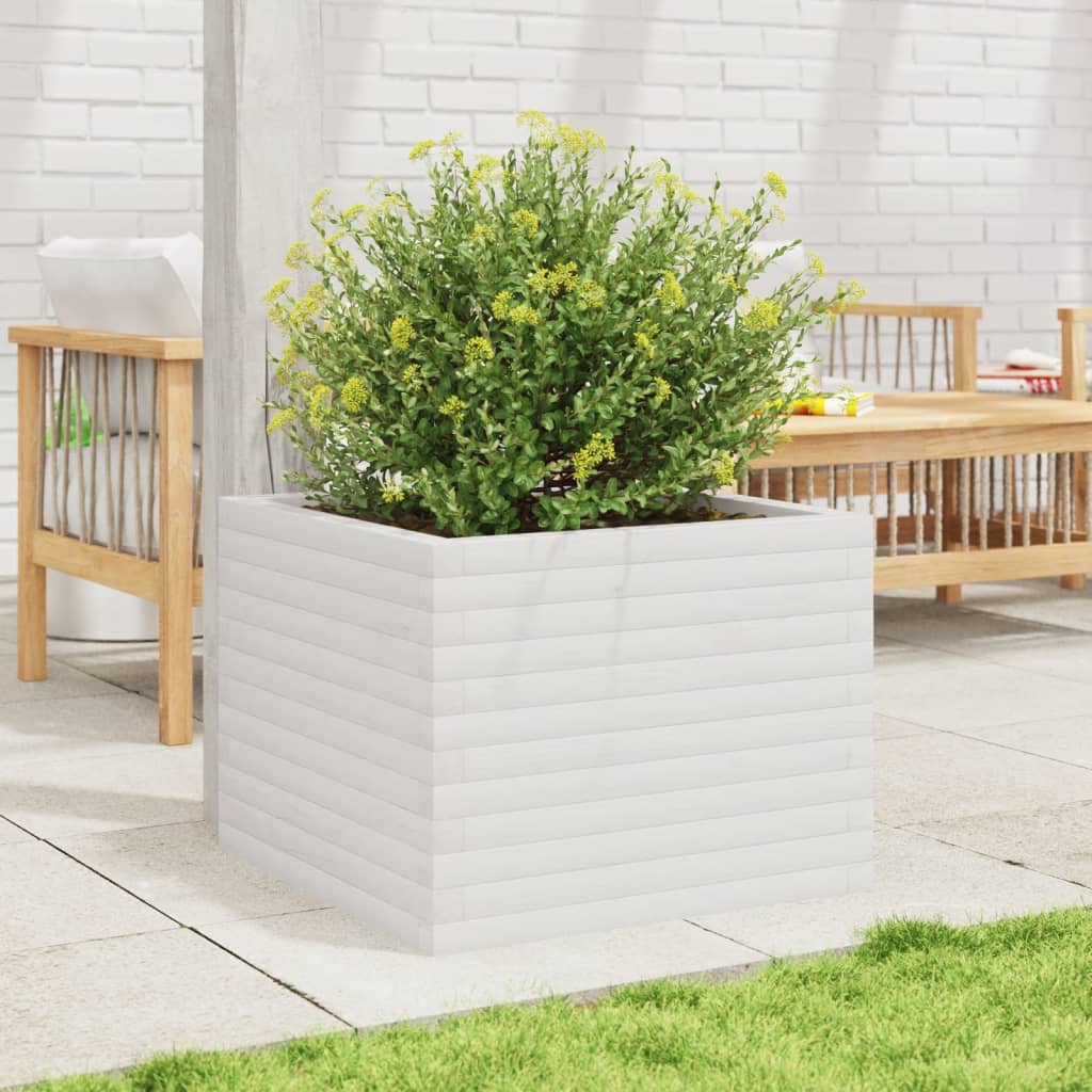 Boîte de planification Vidaxl 60x60x45.5 cm Pine solide blanc
