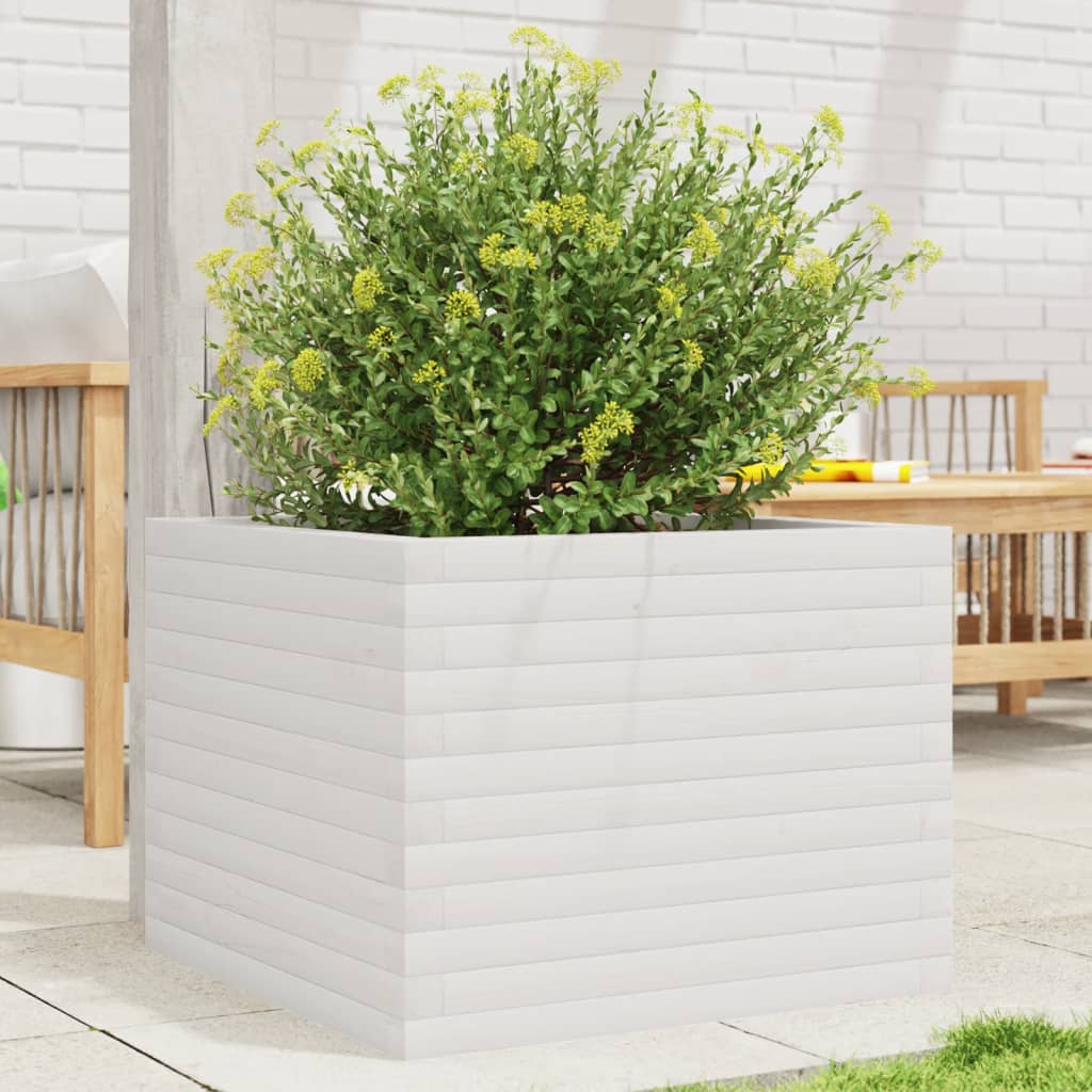 Boîte de planification Vidaxl 60x60x45.5 cm Pine solide blanc
