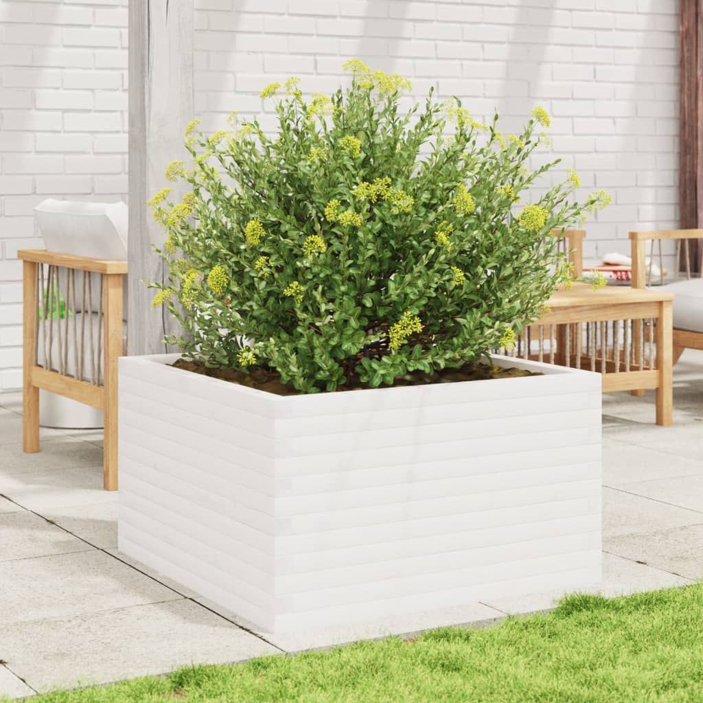 Boîte de planification Vidaxl 80x80x45,5 cm Pine solide blanc