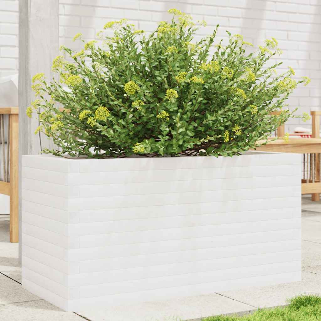 Boîte de planification Vidaxl 90x40x45.5 cm Pine solide blanc
