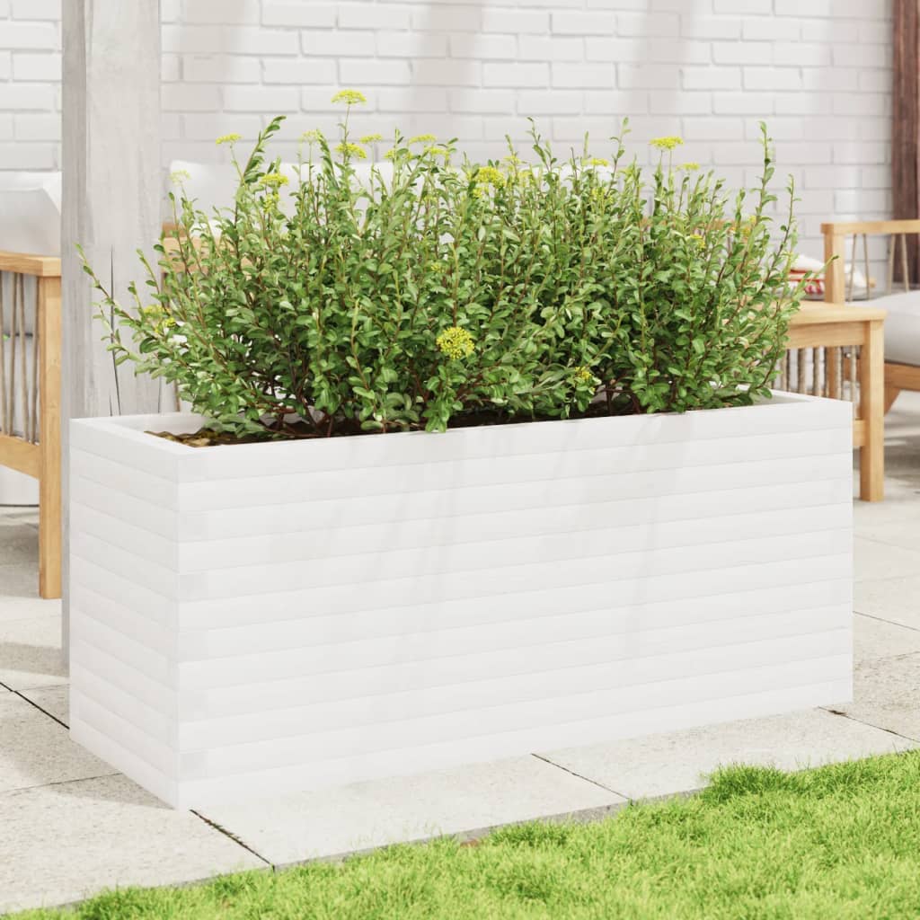 Boîte de planification Vidaxl 110x40x45.5 cm Pine solide blanc