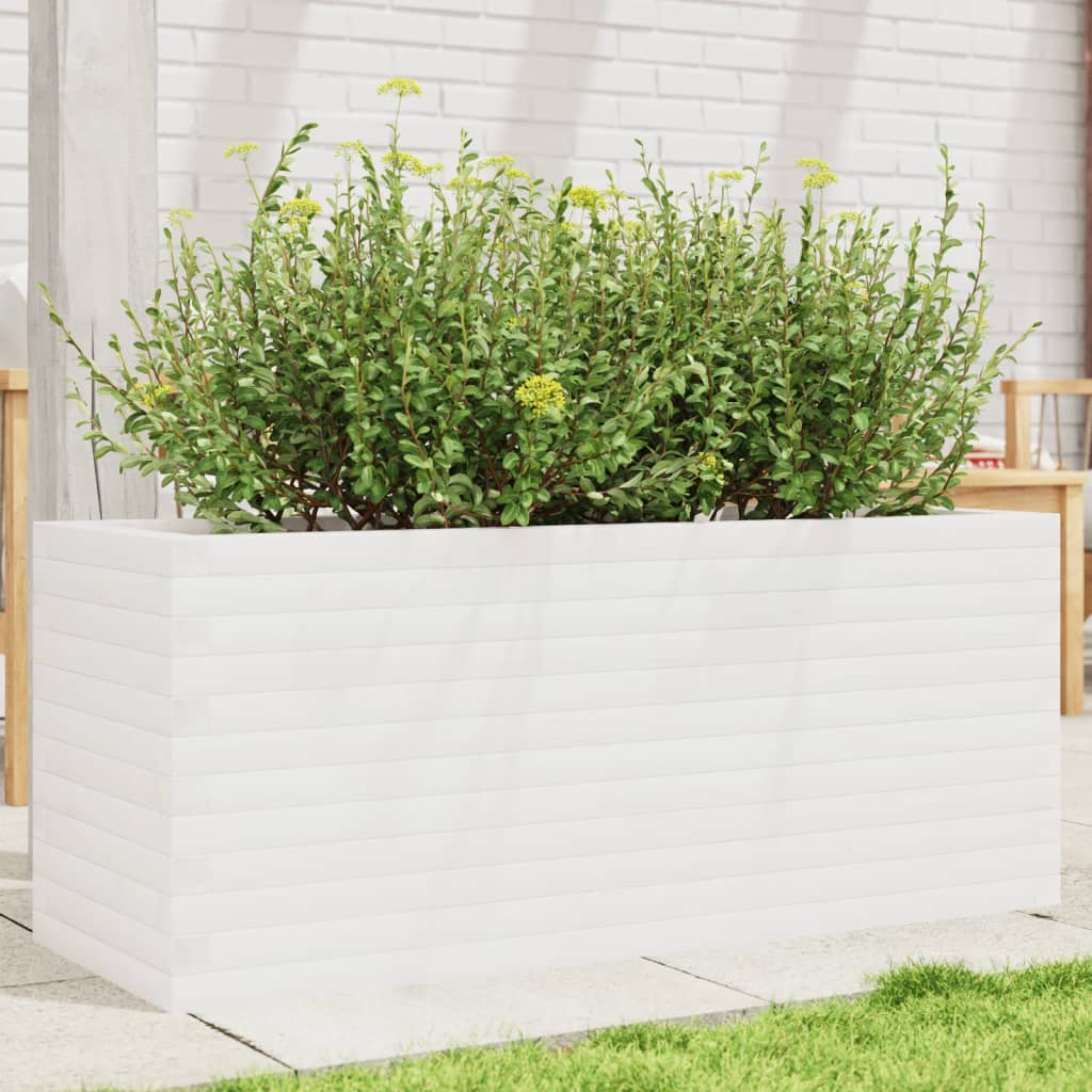 Boîte de planification Vidaxl 110x40x45.5 cm Pine solide blanc