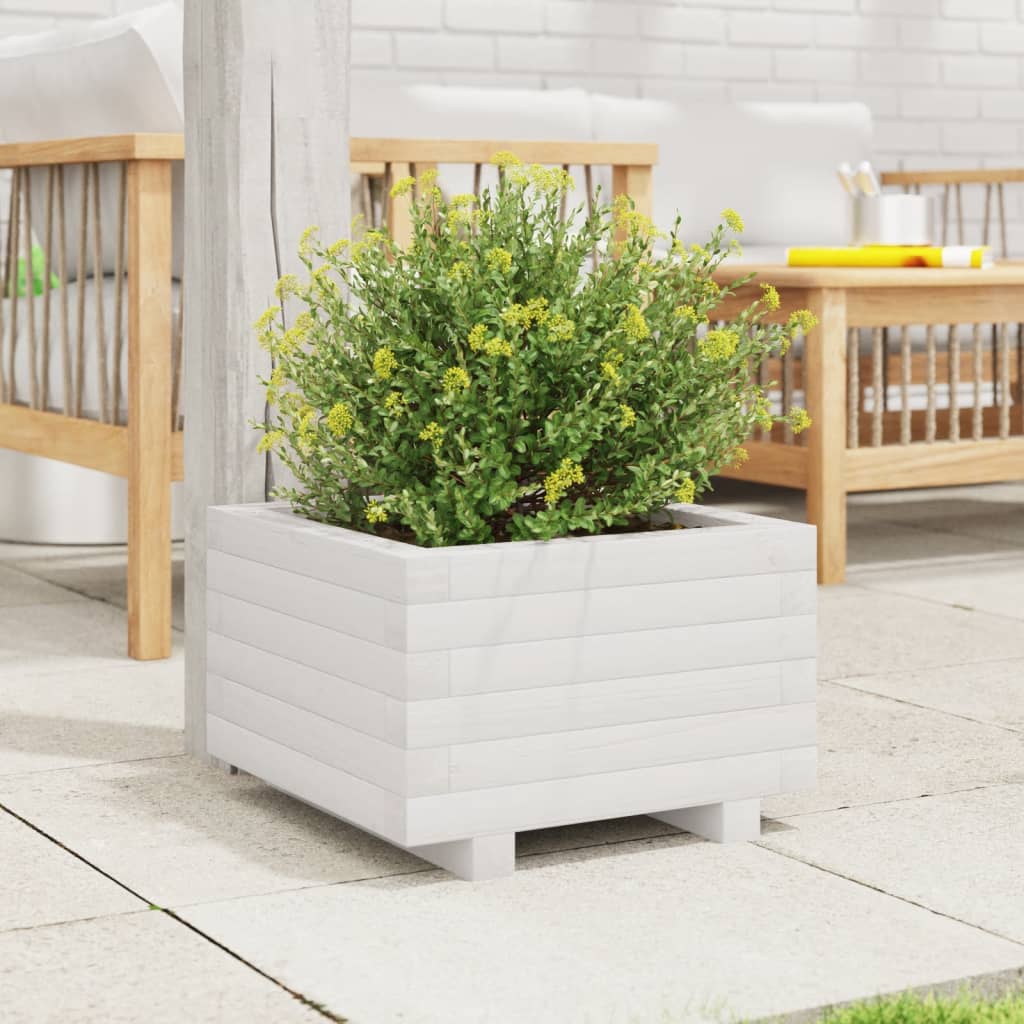 Boîte de planification Vidaxl 40x40x26,5 cm Pine solide blanc