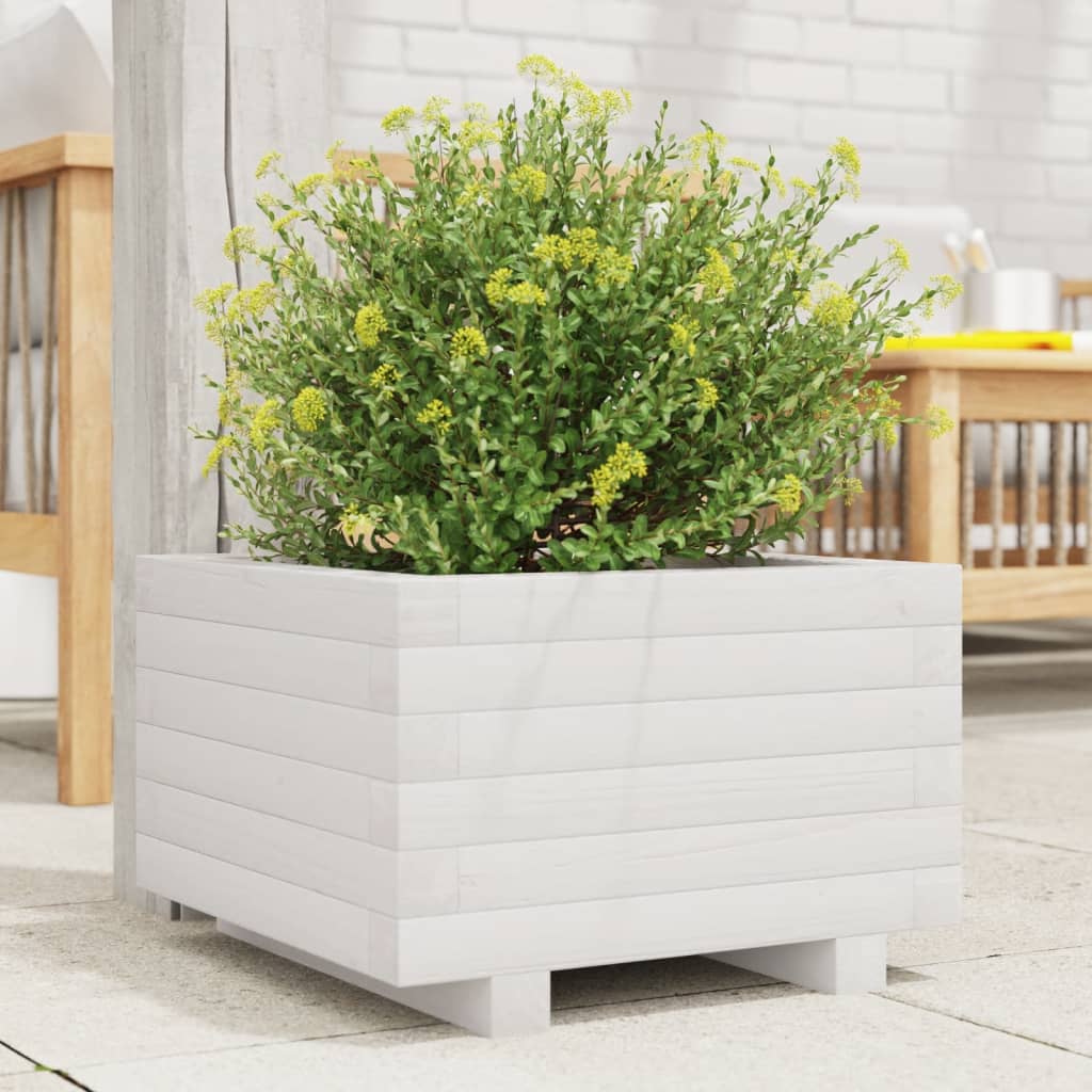 Boîte de planification Vidaxl 40x40x26,5 cm Pine solide blanc