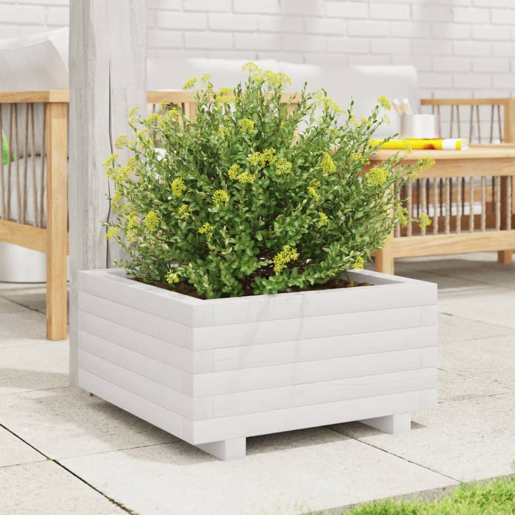 Boîte de planification Vidaxl 50x50x26,5 cm Pine solide blanc