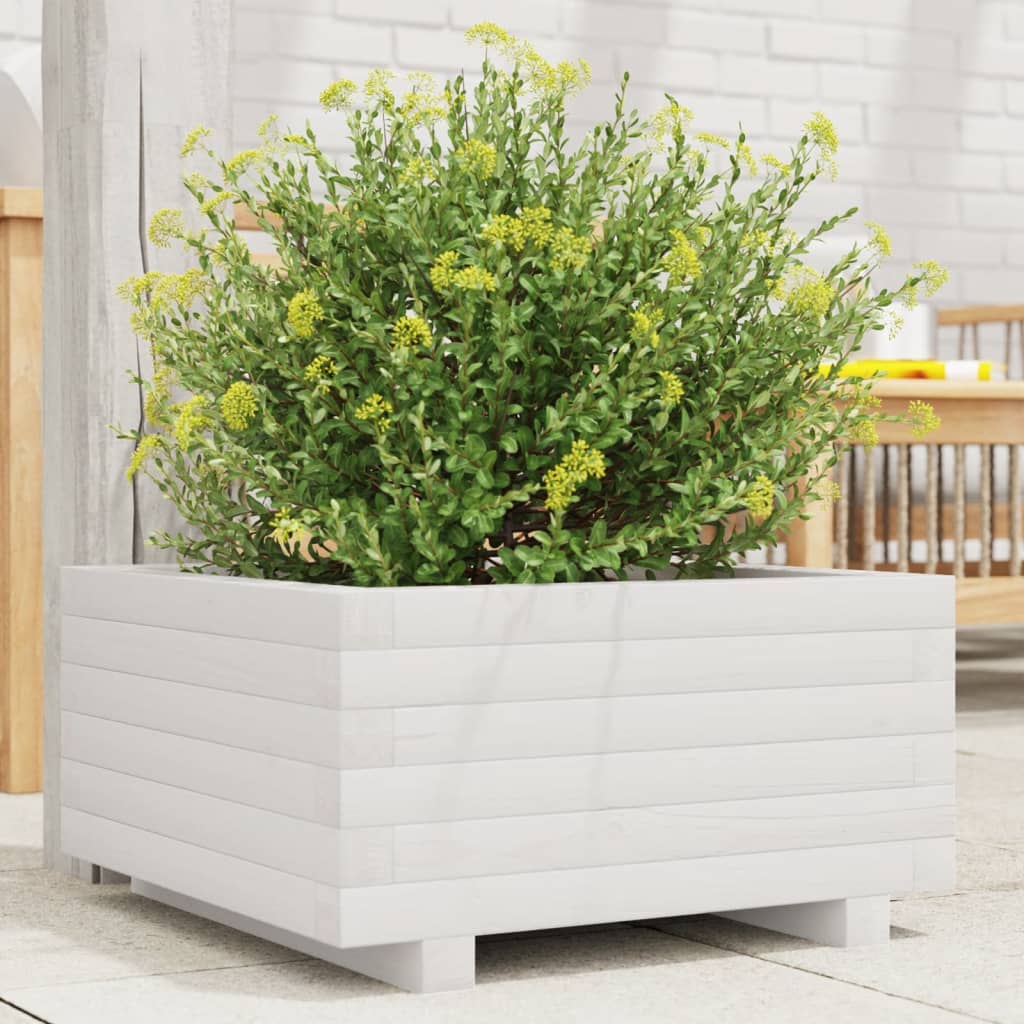 Boîte de planification Vidaxl 50x50x26,5 cm Pine solide blanc