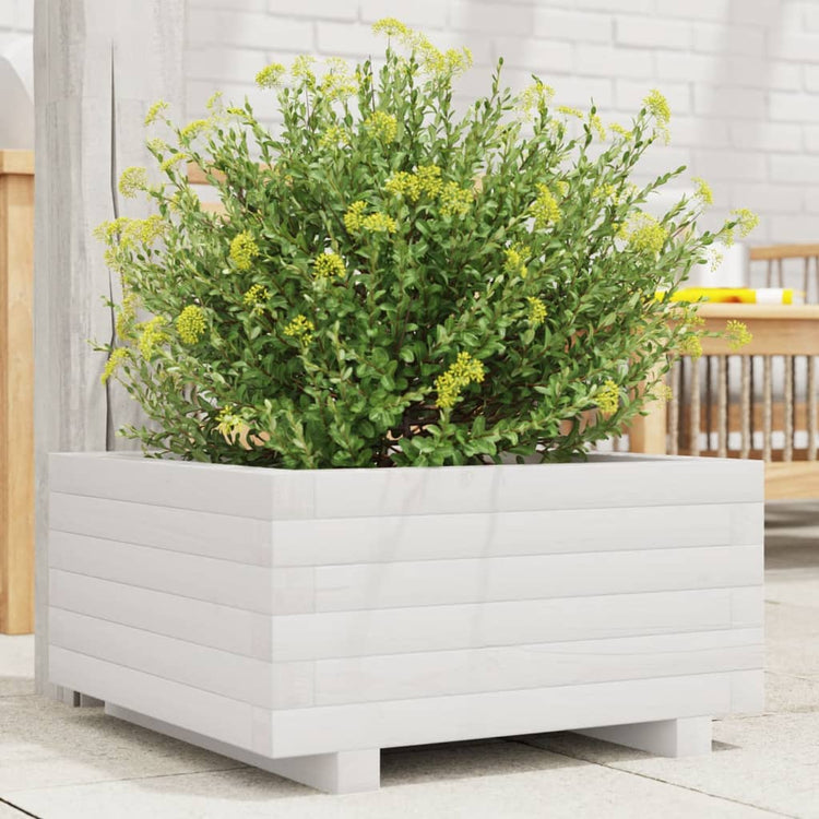 Boîte de planification Vidaxl 50x50x26,5 cm Pine solide blanc