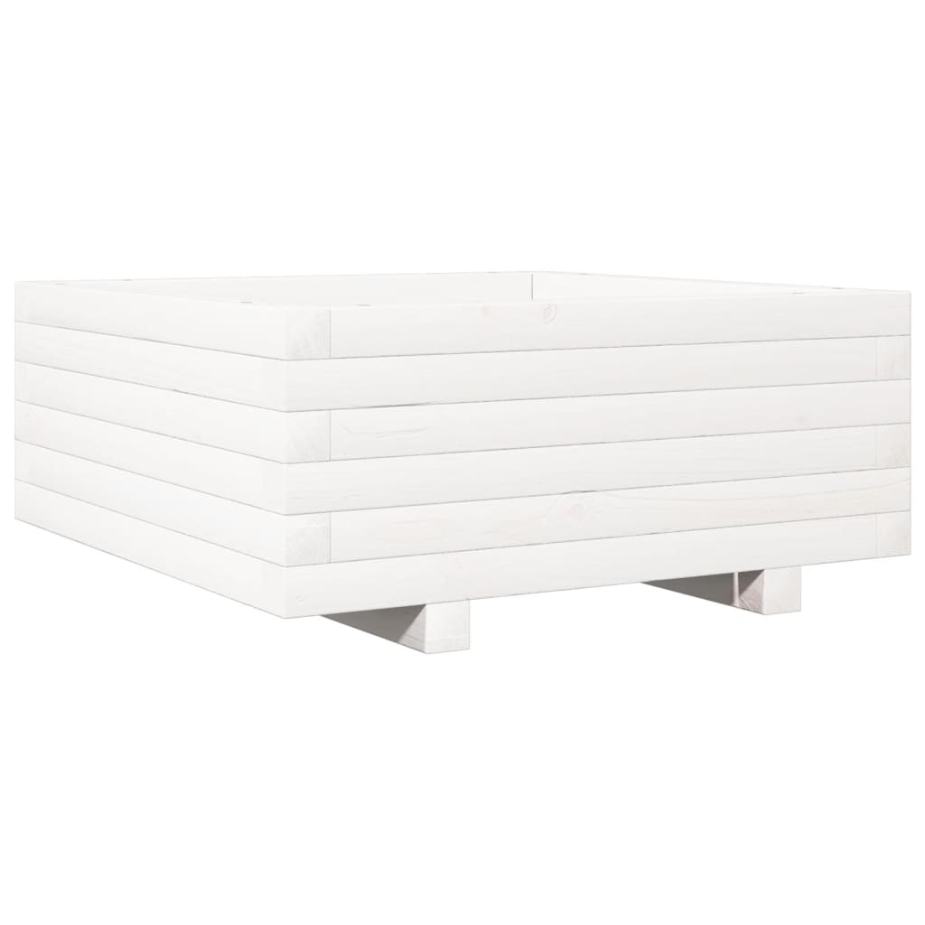 Boîte de planification Vidaxl 60x60x26,5 cm Pine solide blanc