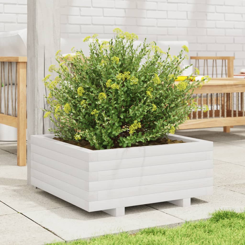 Boîte de planification Vidaxl 60x60x26,5 cm Pine solide blanc