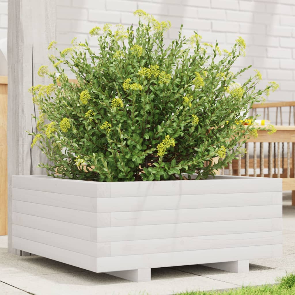Boîte de planification Vidaxl 60x60x26,5 cm Pine solide blanc