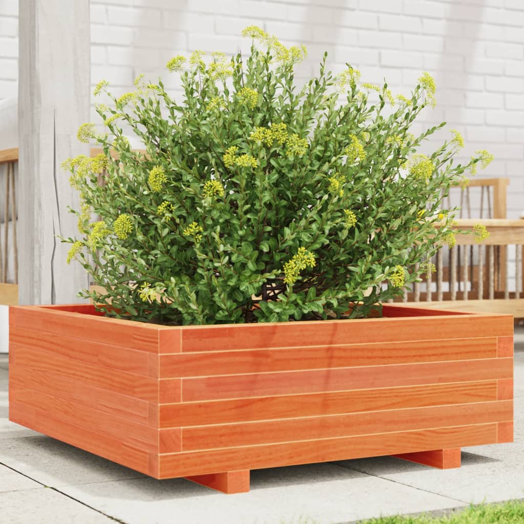 Boîte de planification Vidaxl 70x70x26.5 cm Brunier en pin massif