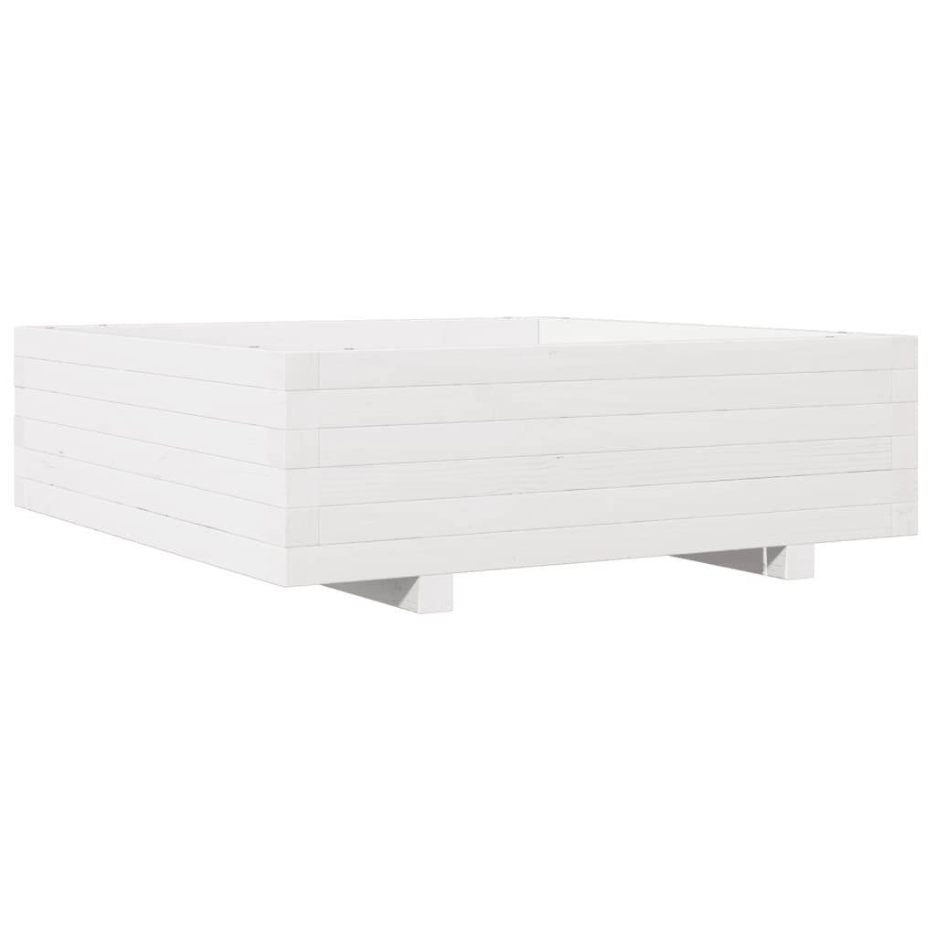 Boîte de planification Vidaxl 80x80x26.5 cm Pine solide blanc