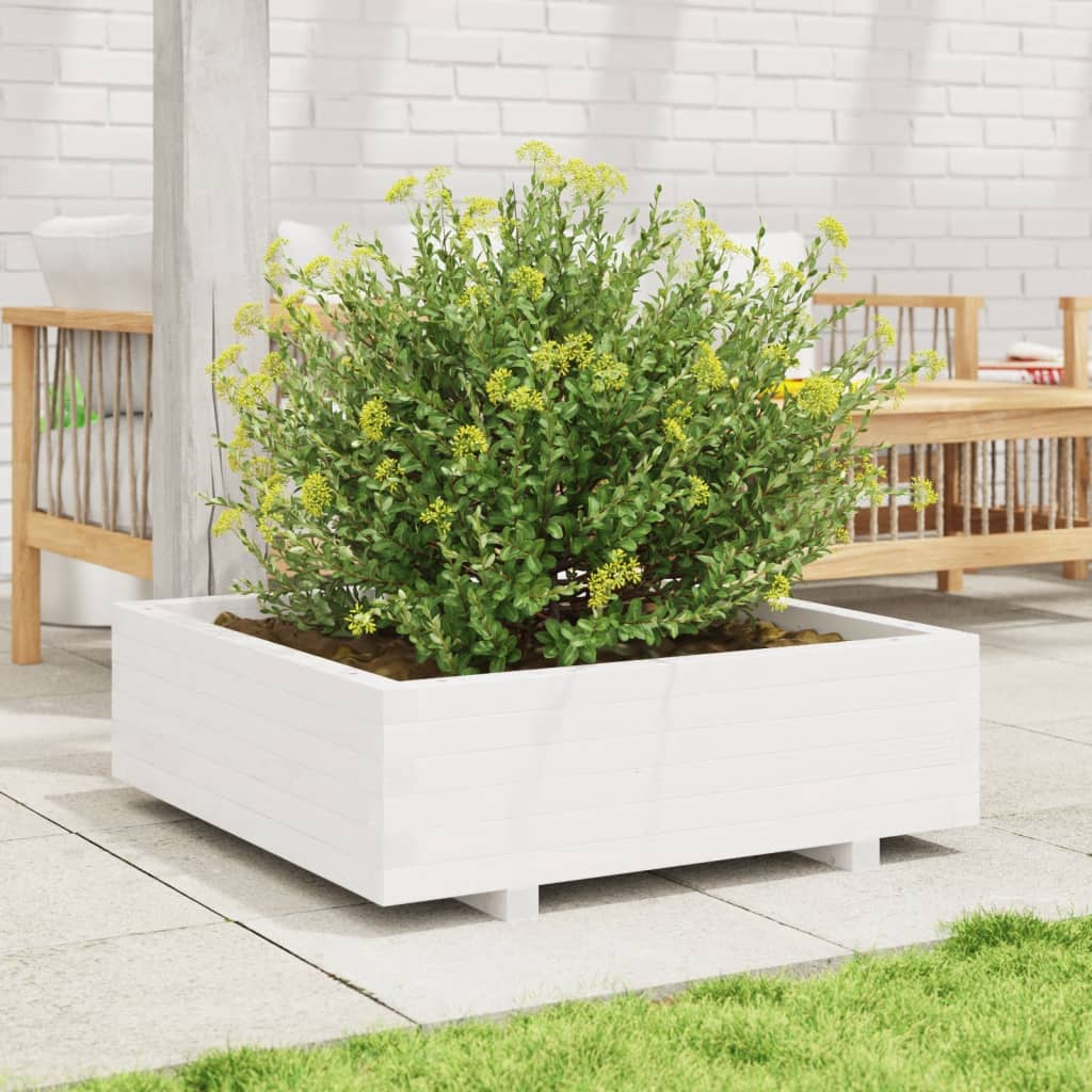Boîte de planification Vidaxl 80x80x26.5 cm Pine solide blanc