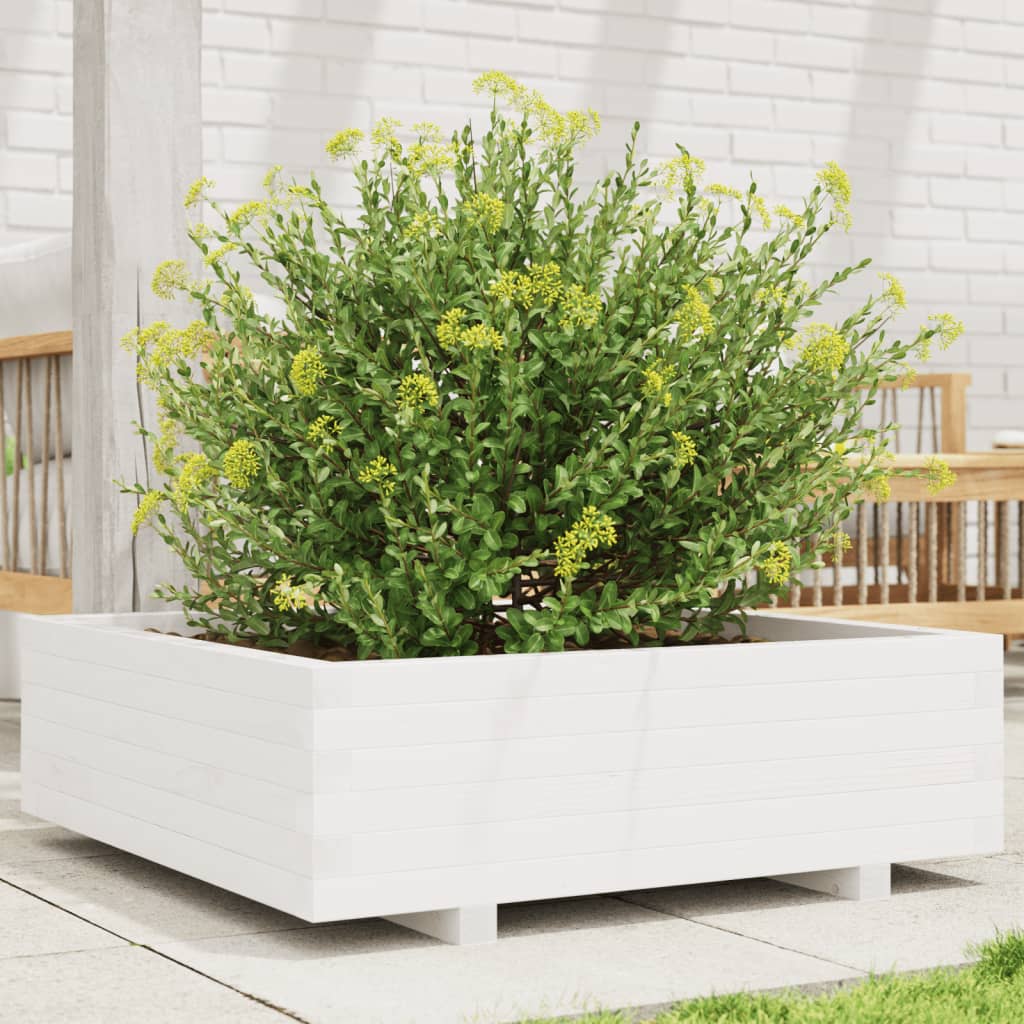 Boîte de planification Vidaxl 80x80x26.5 cm Pine solide blanc