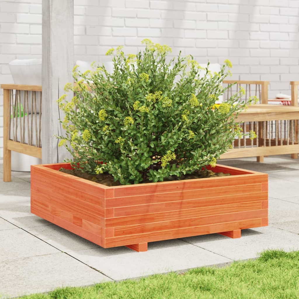 Boîte de planification Vidaxl 80x80x26.5 cm Brunier en pin massif