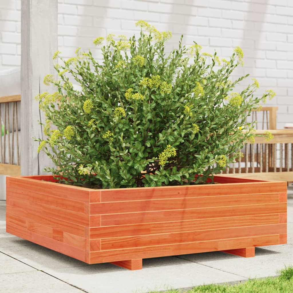 Boîte de planification Vidaxl 80x80x26.5 cm Brunier en pin massif