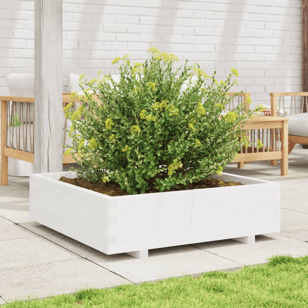 Boîte de planification Vidaxl 90x90x26,5 cm Pine solide blanc