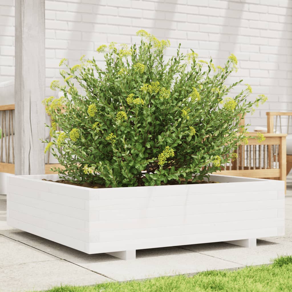Boîte de planification Vidaxl 90x90x26,5 cm Pine solide blanc