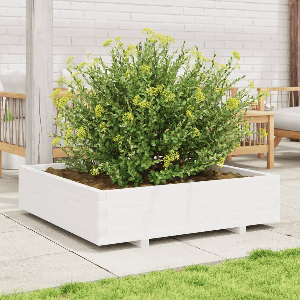 Vidaxl planteur 100x100x26,5 cm de pin solide blanc