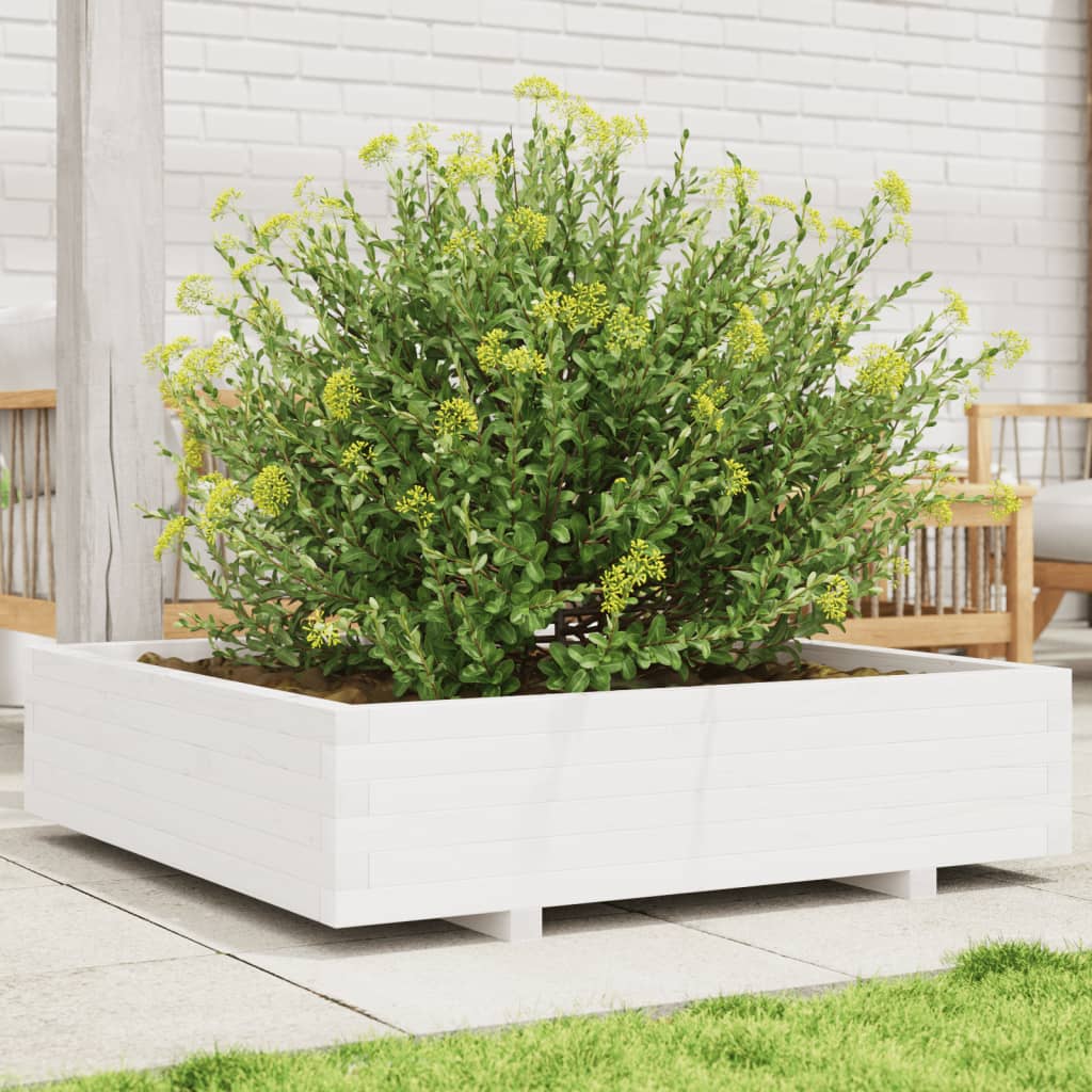 Vidaxl planteur 100x100x26,5 cm de pin solide blanc