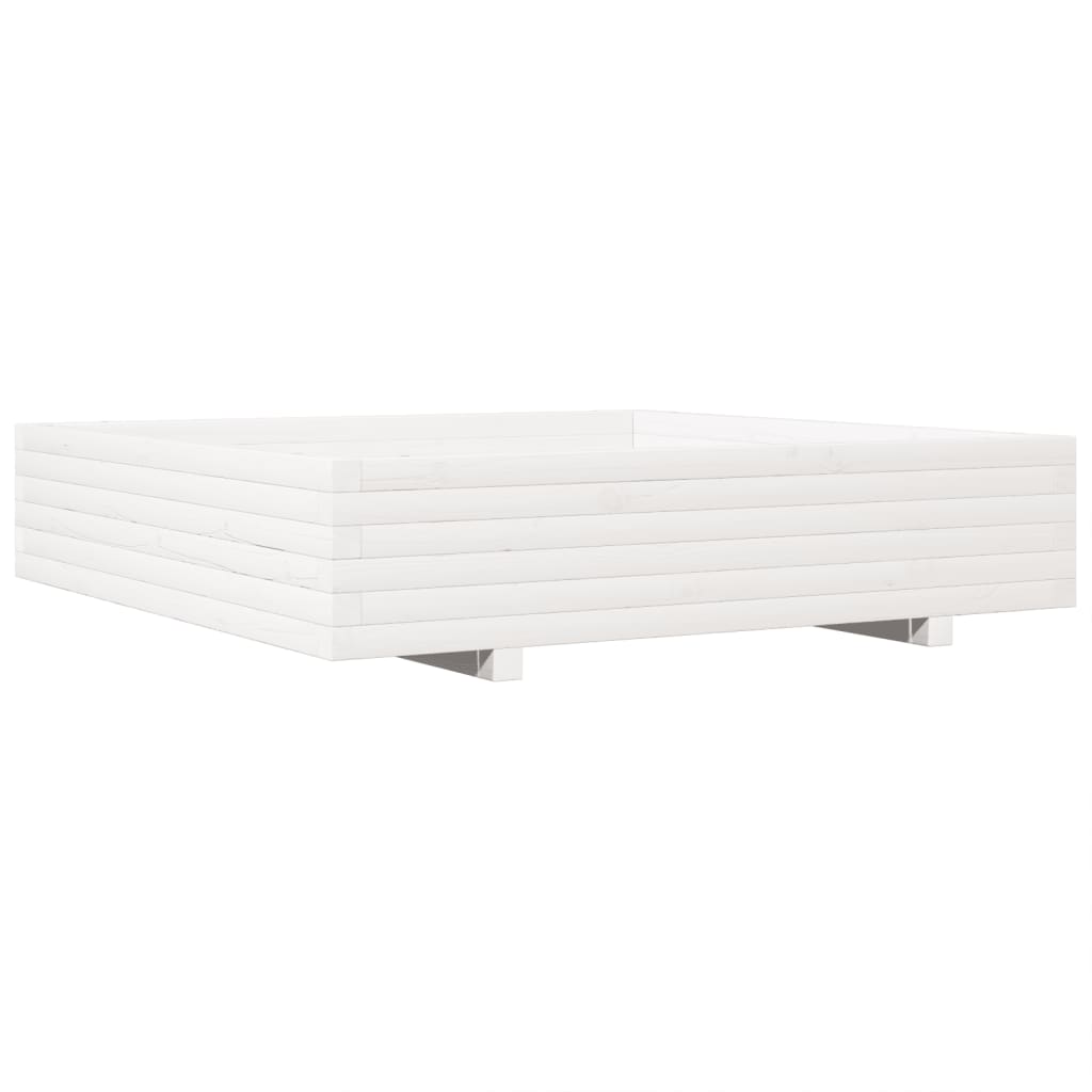 Boîte de planification Vidaxl 110x110x26.5 cm Pine solide blanc