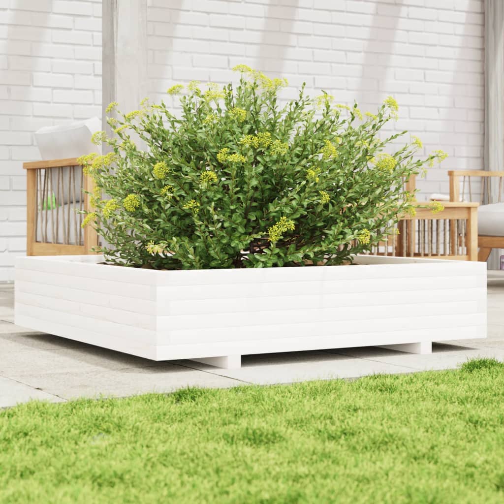 Boîte de planification Vidaxl 110x110x26.5 cm Pine solide blanc