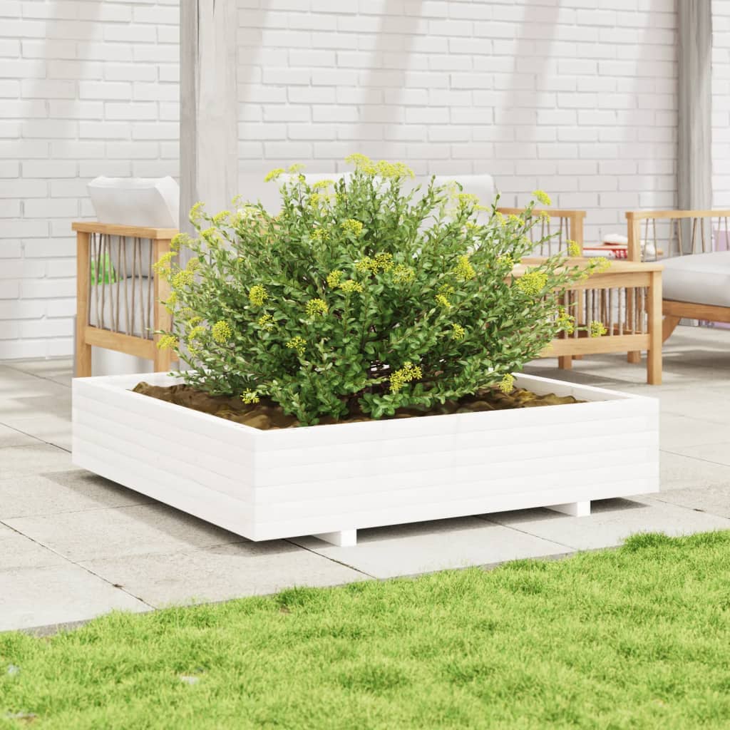 Boîte de planification Vidaxl 110x110x26.5 cm Pine solide blanc